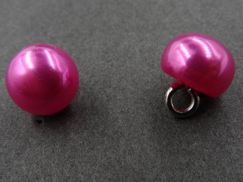 10mm Guziki ozdobne 10 sztuk kolor RÓZOWY CIEMNY K632 guzik typu perełka ozdobny plastikowy na metalowej stopce