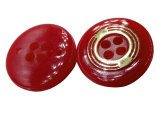 15mm Guziki ozdobne 12 sztuk kolor CZERWONY/ZŁOTY K118 guzik czterodziurkowy ze złotymi kółeczkami do marynarki swetra