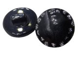 15mm Guziki ozdobne 12 sztuk kolor CZARNY Z BROKATEM K629 guzik typu grzybek na stopce do bluzki swetra