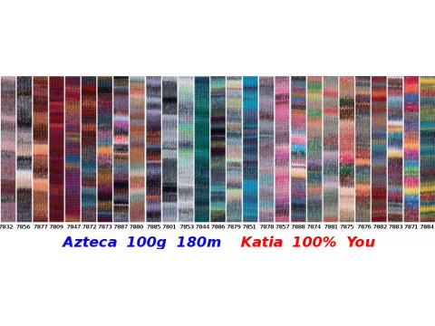 AZTECA 7894 MIX SZARY/MORSKI/CZARNY/ORANGE włóczka mix wełny KATIA 100g 180m wielokolorowa włóczki na kardigan NA ZAMÓWIENIE