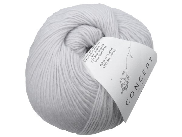 SILKY LACE 173 JASNY SZARY PERŁA włóczka Concept by Katia 50g 260m wełna merynos z jedwabiem sklep z włóczkami Katii