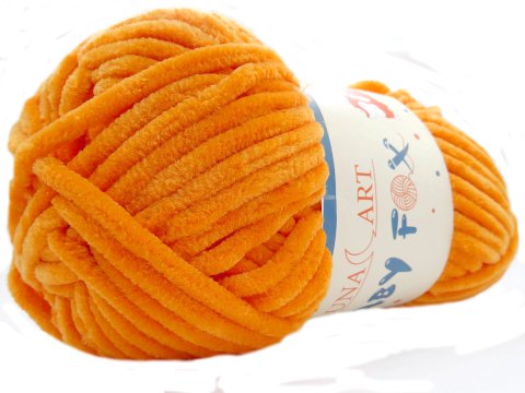 BABY FOX 25 ORANGE POMARAŃCZOWY włóczka welur LUNA 100g 120m włóczki dla dzieci na kocyk maskotki sklep z włóczkami