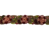 37mm Taśma wyszywana cekinami i metalowymi spiralnymi rurkami cena za 1m typu etno boho oryginalna pasmanteria OSTATNIE METRY