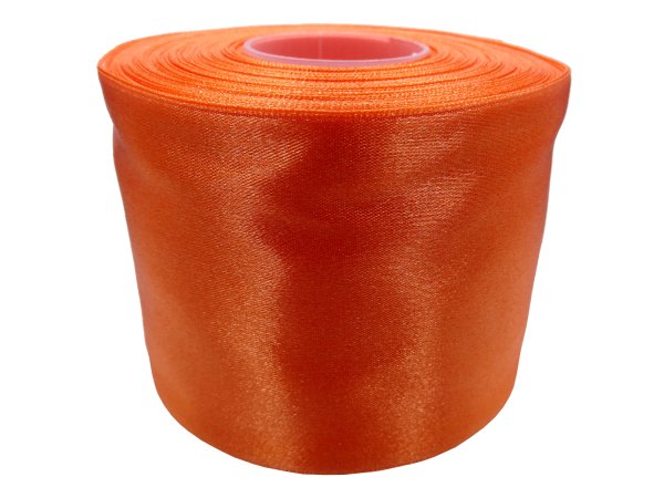 75mm wstążka atłasowa 146 POMARAŃCZOWA rolka 25m z pięknym połyskiem gęsto tkana 100% nylon rzadkość wśród tasiemek satynowych