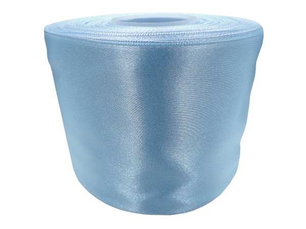 75mm Wstążka atłasowa 135 BŁĘKITNA rolka 25m z pięknym połyskiem gęsto tkana 100% nylon rzadkość wśród tasiemek satynowych