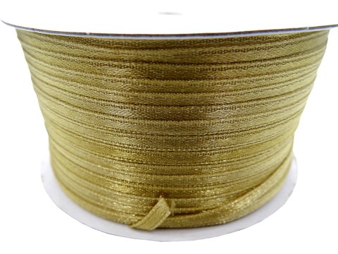 3mm wstążka atłasowa 137m dwustronna 165 ZŁOTA WPADA W OLIWKĘ 100% nylon z dużym połyskiem gęsto tkana największa pasmanteria