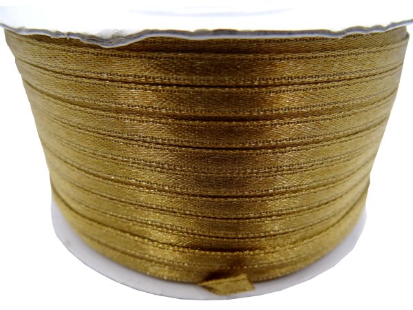 3mm wstążka atłasowa 137m dwustronna 128 ZŁOTA WPADA W BRĄZ 100% nylon z dużym połyskiem gęsto tkana największa pasmanteria