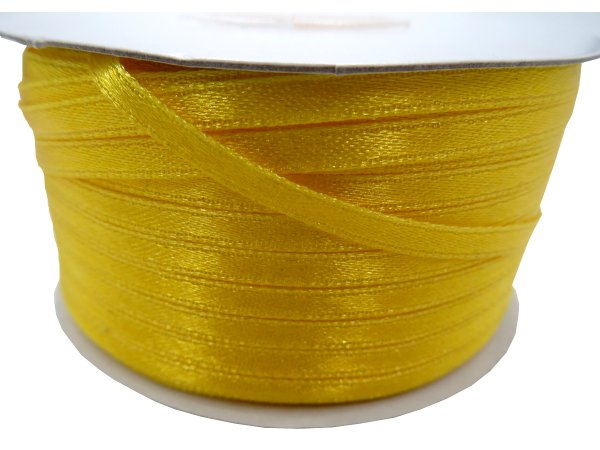 3mm wstążka atłasowa 137m dwustronna 119 CIEMNA ŻÓŁTA 100% nylon z dużym połyskiem gęsto tkana największa pasmanteria