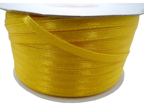 3mm wstążka atłasowa 137m dwustronna 119 CIEMNA ŻÓŁTA 100% nylon z dużym połyskiem gęsto tkana największa pasmanteria