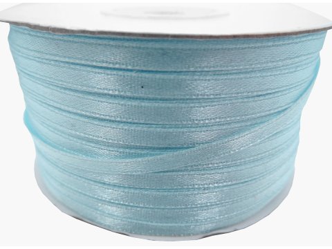 3mm wstążka atłasowa 137m dwustronna 131 BŁĘKITNA 100% nylon z dużym połyskiem gęsto tkana największa pasmanteria