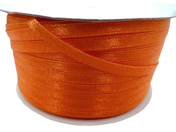 3mm wstążka atłasowa 137m dwustronna 146 POMARAŃCZOWA 100% nylon z dużym połyskiem gęsto tkana największa pasmanteria
