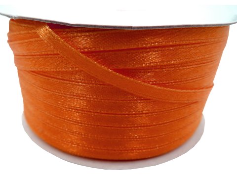 3mm wstążka atłasowa 137m dwustronna 146 POMARAŃCZOWA 100% nylon z dużym połyskiem gęsto tkana największa pasmanteria
