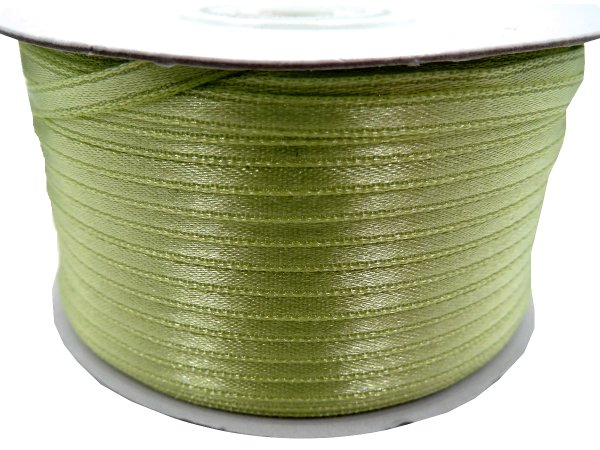 3mm wstążka atłasowa 137m dwustronna 172 OLIWKOWA 100% nylon z dużym połyskiem gęsto tkana największa pasmanteria