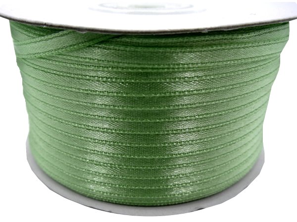 3mm wstążka atłasowa 137m dwustronna 190 ZIELONA 100% nylon z dużym połyskiem gęsto tkana największa pasmanteria
