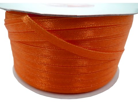3mm wstążka atłasowa 137m dwustronna Z158 POMARAŃCZOWA KAROTKA 100% nylon z dużym połyskiem gęsto tkana największa pasmanteria