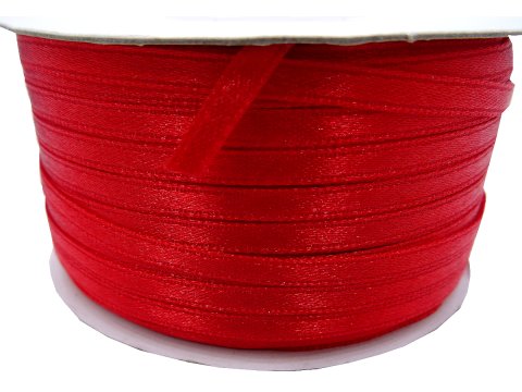 3mm wstążka atłasowa 137m dwustronna 107 CZERWONA 100% nylon z dużym połyskiem gęsto tkana największa pasmanteria