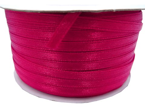 3mm wstążka atłasowa 137m dwustronna 155 RÓŻOWA OSTRA 100% nylon z dużym połyskiem gęsto tkana największa pasmanteria