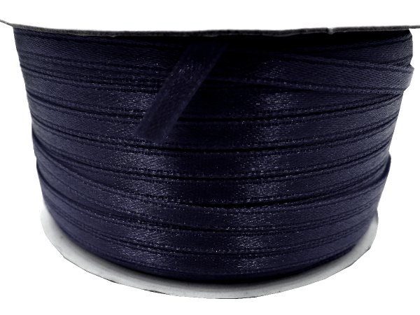 3mm wstążka atłasowa 137m dwustronna 184 GRANATOWA PRAWIE CZARNA 100% nylon z dużym połyskiem gęsto tkana największa pasmanteria