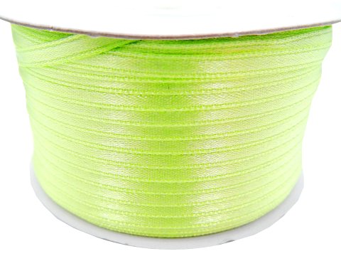 3mm wstążka atłasowa 137m dwustronna Z221 LIMONKOWA FLUO NEON  100% nylon z dużym połyskiem gęsto tkana największa pasmanteria