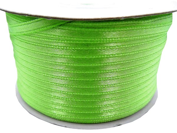 3mm wstążka atłasowa 137m dwustronna 142 ZIELONA JABUSZKO 100% nylon z dużym połyskiem gęsto tkana największa pasmanteria