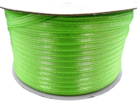 3mm wstążka atłasowa 137m dwustronna 142 ZIELONA JABUSZKO 100% nylon z dużym połyskiem gęsto tkana największa pasmanteria