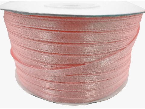 3mm wstążka atłasowa 137m dwustronna 122 PASTELOWA RÓŻOWA PEACH100% nylon z dużym połyskiem gęsto tkana największa pasmanteria