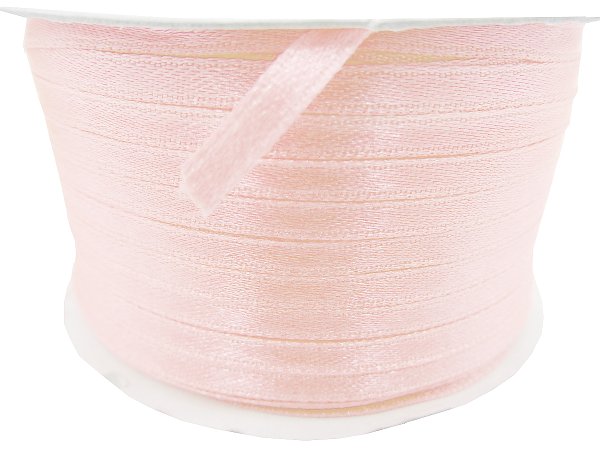 3mm wstążka atłasowa 137m dwustronna Z131 BARDZO JASNA RÓŻOWA  100% nylon z dużym połyskiem gęsto tkana największa pasmanteria
