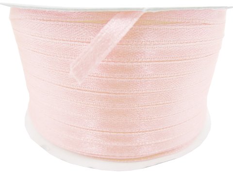 3mm wstążka atłasowa 137m dwustronna Z131 BARDZO JASNA RÓŻOWA  100% nylon z dużym połyskiem gęsto tkana największa pasmanteria