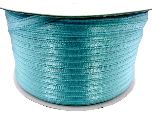 3mm wstążka atłasowa 137m dwustronna 133 JASNA TURKUSOWA 100% nylon z dużym połyskiem gęsto tkana największa pasmanteria