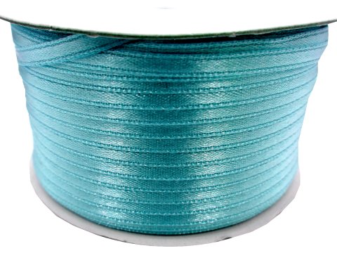 3mm wstążka atłasowa 137m dwustronna 133 JASNA TURKUSOWA 100% nylon z dużym połyskiem gęsto tkana największa pasmanteria