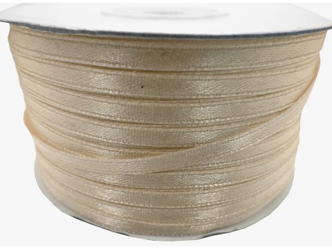 3mm wstążka atłasowa 137m dwustronna 121 CIEMNA ECRU BEŻOWA 100% nylon z dużym połyskiem gęsto tkana największa pasmanteria