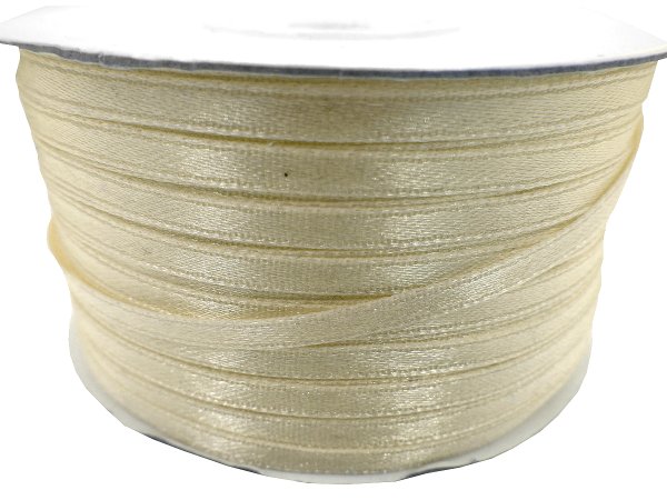 3mm wstążka atłasowa 137m dwustronna 127 CIEMNA ECRU 100% nylon z dużym połyskiem gęsto tkana największa pasmanteria