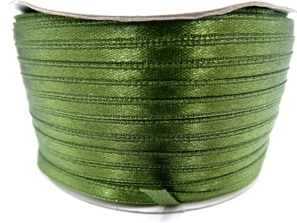 3mm wstążka atłasowa 137m dwustronna 141 OLIWKA CIEMNA 100% nylon z dużym połyskiem gęsto tkana największa pasmanteria
