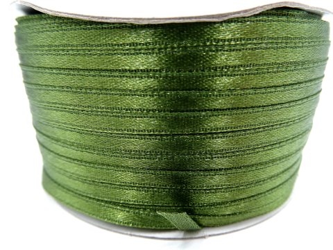 3mm wstążka atłasowa 137m dwustronna 141 OLIWKA CIEMNA 100% nylon z dużym połyskiem gęsto tkana największa pasmanteria