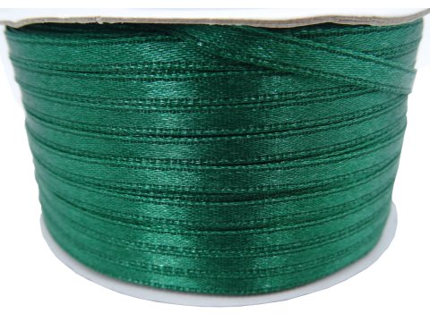 3mm wstążka atłasowa 137m dwustronna 188 CIEMNA ZIELONA BUTELKOWA 100% nylon z połyskiem gęsto tkana największa pasmanteria