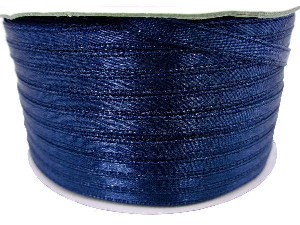 3mm wstążka atłasowa 137m dwustronna 144 CIEMNA GRANATOWA 100% nylon z dużym połyskiem gęsto tkana największa pasmanteria