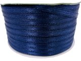 3mm wstążka atłasowa 137m dwustronna 144 CIEMNA GRANATOWA 100% nylon z dużym połyskiem gęsto tkana największa pasmanteria