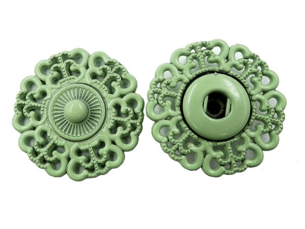 20mm Zatrzaski BLADA OLIWKA KORONKOWE KÓŁKO 1 komplet zatrzask duży metalowy do przyszycia przyszywany odzieżowy ozd