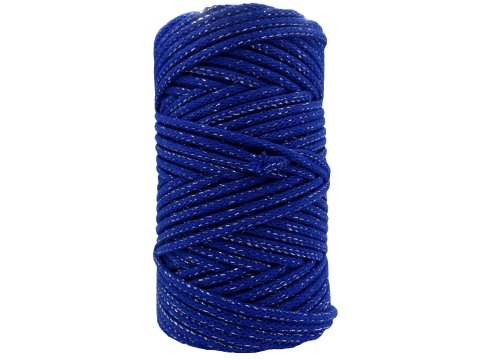 Sznurek 5mm dziany 98% bawena 2%metalik ROYAL BLUE METALIK 100m z rdzeniem bawełnianym BY GOLD-POL hurtownia sznurków War