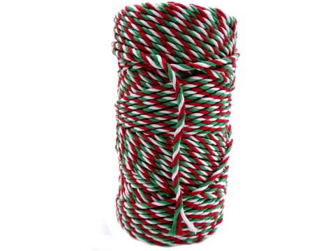 Sznurek 3mm BY GOLD-POL 3PLY 100m kolor CHRISTMAS GREEN sznurek pleciony bawełniany 3 żyły ozdobny hurt sznurków sklep warszawa