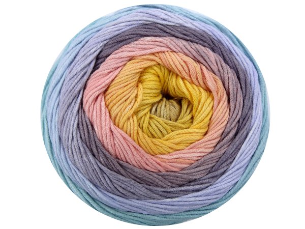 HARMONIA bawełna 215 BŁĘKIT/ORANGE/VIOLET MIX 100% cotton niespotykany melanż włóczka KATIA 150g 540m delikatna ombre