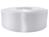 25mm wstążka dwustronna 25m 8200 BIAŁA atłasowa DF 100% polyester satynowa z dużym połyskiem wstążki GOLD-POL