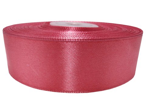 25mm wstążka dwustronna 25m 8258 RÓŻOWA INDYJSKA CIEPŁA atłasowa DF 100% polyester satynowa z dużym połyskiem wstążki GOLD-POL