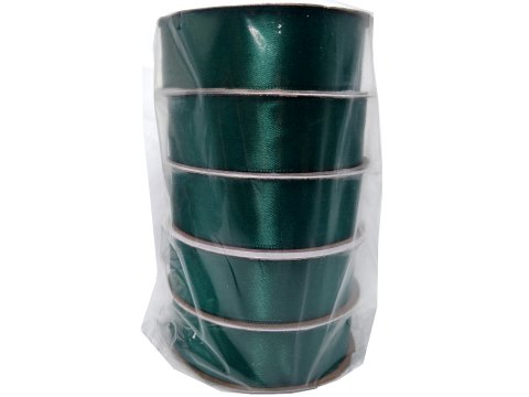 25mm wstążka dwustronna 25m 8306 BUTELKOWA ZIELONA atłasowa DF 100% polyester satynowa z dużym połyskiem wstążki GOLD-POL