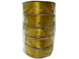 25mm wstążka dwustronna 25m 8219 ZŁOTA ŻÓŁTA atłasowa DF 100% polyester satynowa z dużym połyskiem wstążki GOLD-POL
