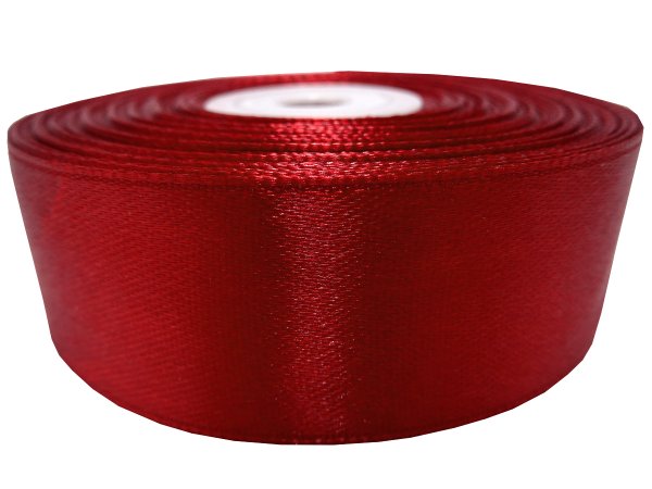 25mm wstążka dwustronna 25m 8246 CIEMNA CZERWONA BORDOWA atłasowa  DF 100% polyester satynowa z dużym połyskiem wstążki GOLD-POL