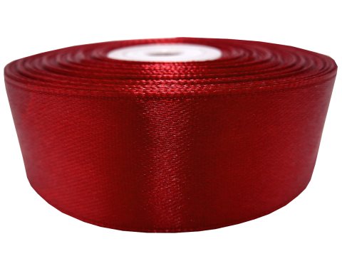 25mm wstążka dwustronna 25m 8246 CIEMNA CZERWONA BORDOWA atłasowa  DF 100% polyester satynowa z dużym połyskiem wstążki GOLD-POL