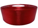 25mm wstążka dwustronna 25m 8246 CIEMNA CZERWONA BORDOWA atłasowa  DF 100% polyester satynowa z dużym połyskiem wstążki GOLD-POL