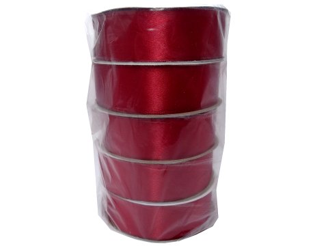 25mm wstążka dwustronna 25m 8246 CIEMNA CZERWONA BORDOWA atłasowa  DF 100% polyester satynowa z dużym połyskiem wstążki GOLD-POL