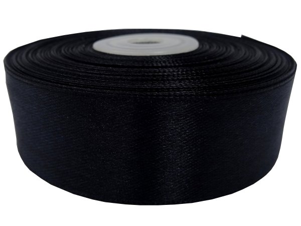 25mm wstążka dwustronna 25m 8390 CZARNA atłasowa DF 100% polyester satynowa z dużym połyskiem wstążki GOLD-POL